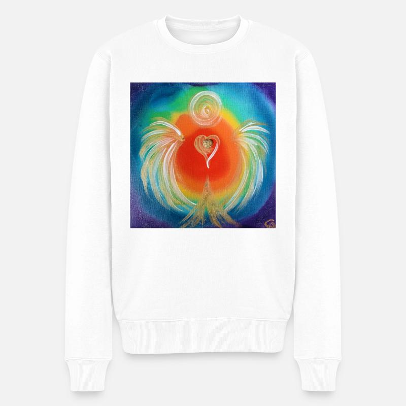 Herzengel der Chakrenbalance - Männer Premium Bio Pullover - Weiß