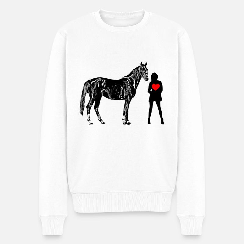 Pferd - Männer Premium Bio Pullover - Weiß