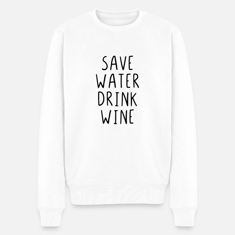 Save Water Drink Wine - Männer Premium Bio Pullover - Weiß