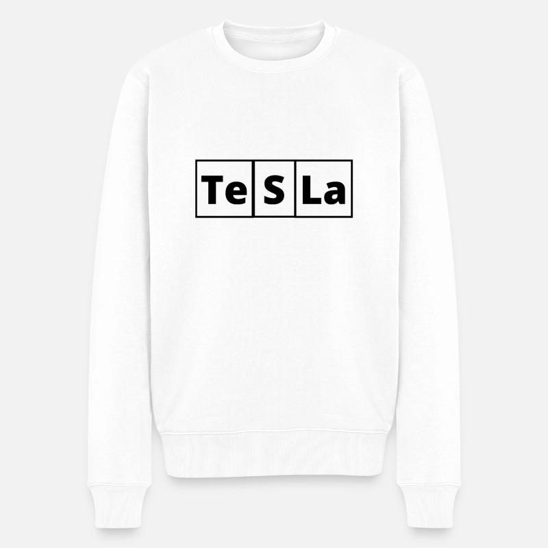 Tesla Periodensystem - Männer Premium Bio Pullover - Weiß