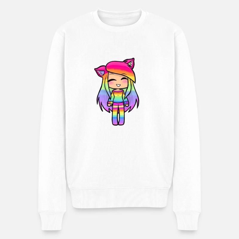 Regenbogen Gacha Mädchen - Männer Premium Bio Pullover - Weiß