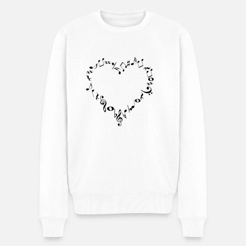 Musiknoten - Männer Premium Bio Pullover - Weiß