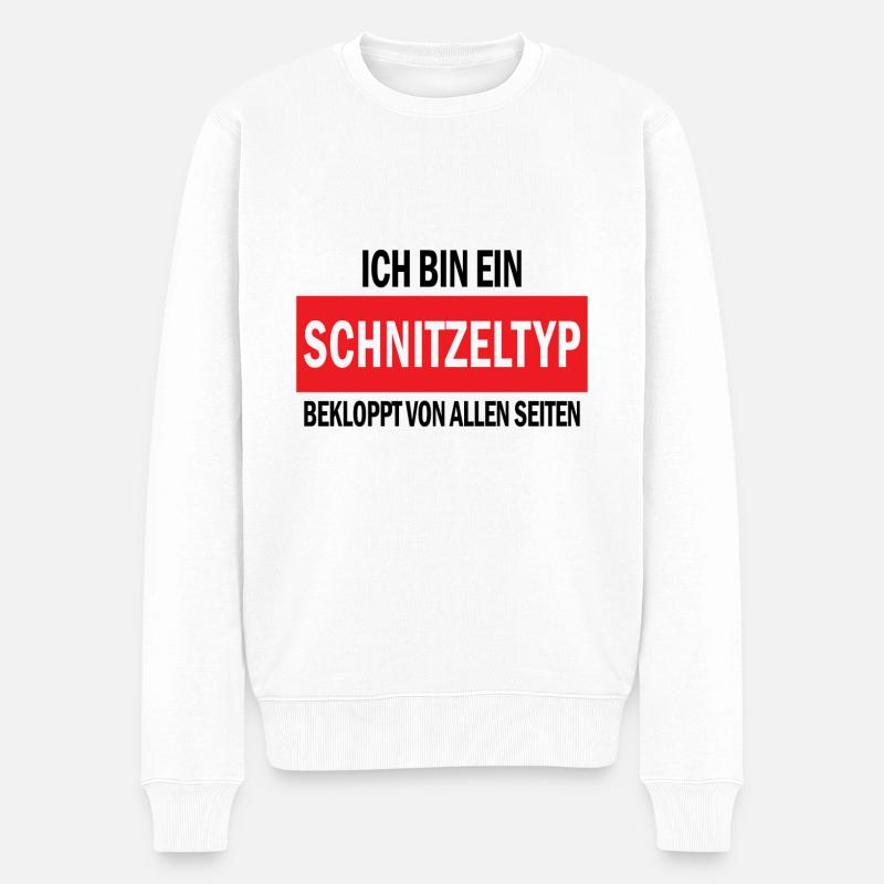 Schnitzel Spruch National Bayern Geschenk - Männer Premium Bio Pullover - Weiß