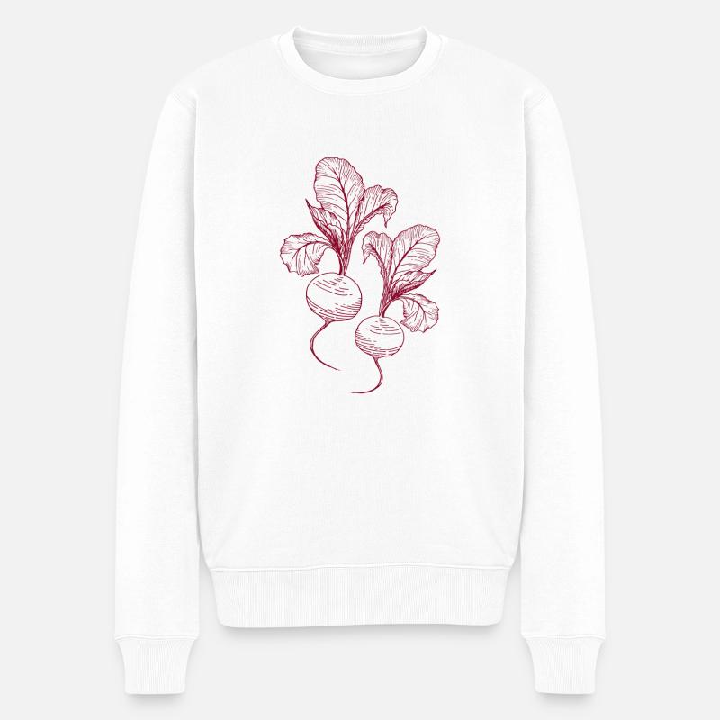 Cadeau de jardinier végétalien de radis - Pull Premium bio Homme - blanc