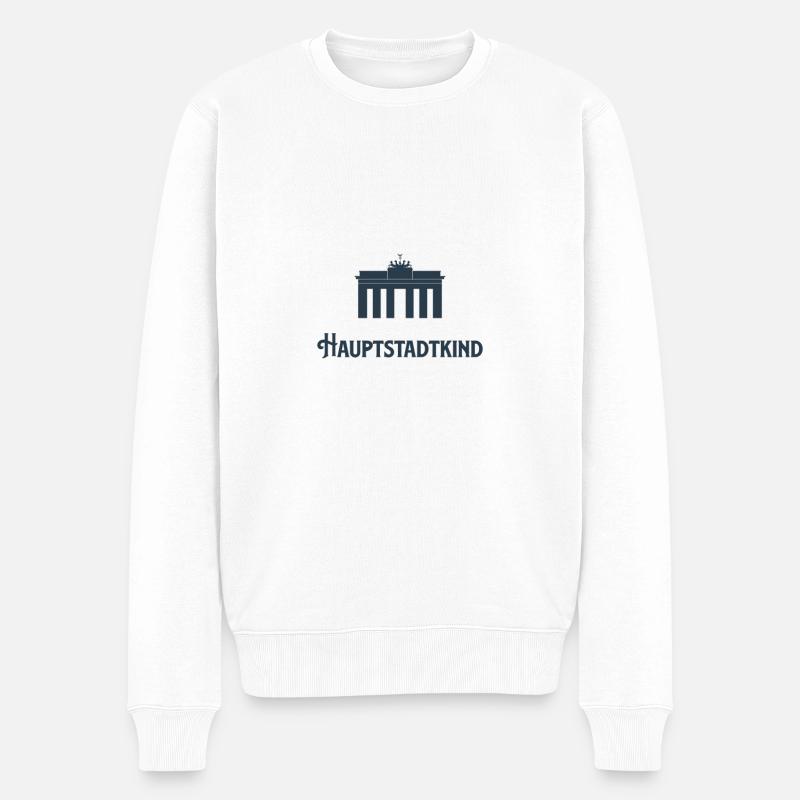 Hauptstadtkind Berlin Berliner Heimat - Männer Premium Bio Pullover - Weiß