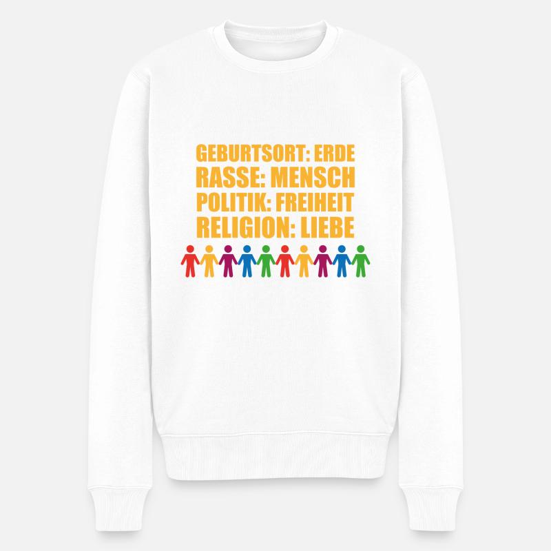 Geburtsort rasse politik religion Geschenk Flagge - Männer Premium Bio Pullover - Weiß