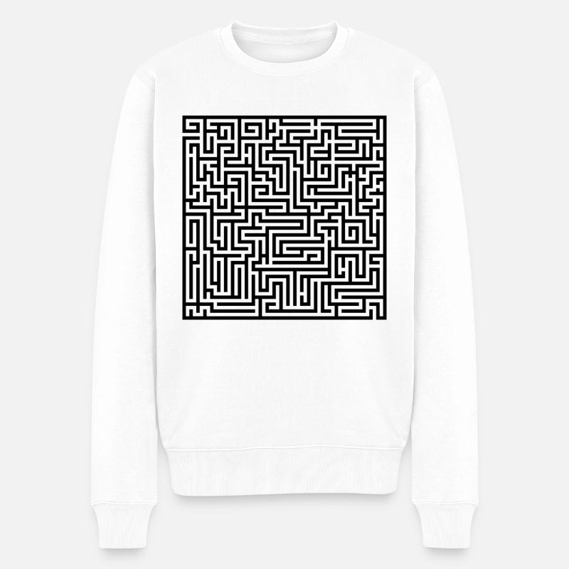 Labyrinth - Männer Premium Bio Pullover - Weiß