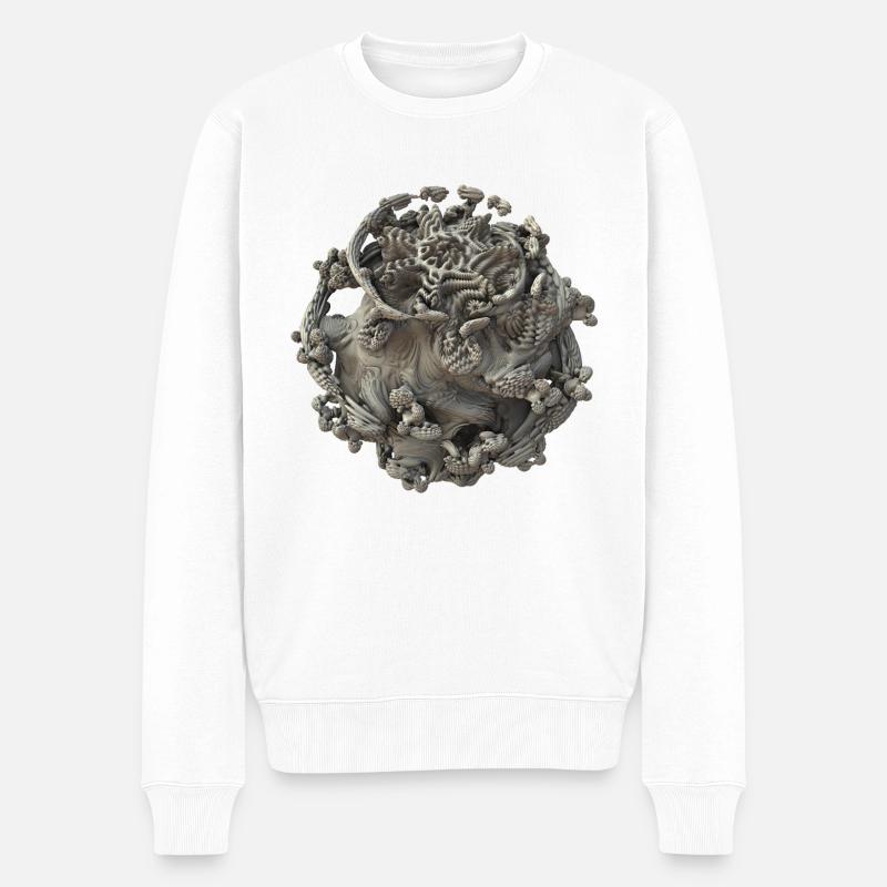 Fraktal 3D surreal - Männer Premium Bio Pullover - Weiß