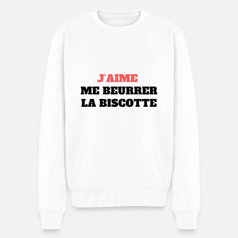 "Me beurrer la biscotte" - Pull Premium bio Homme - blanc