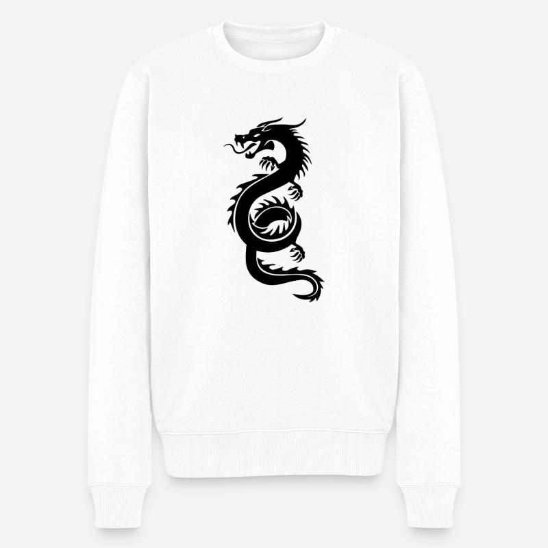 Drache Japan Kultur Kunst Geschenk - Männer Premium Bio Pullover - Weiß