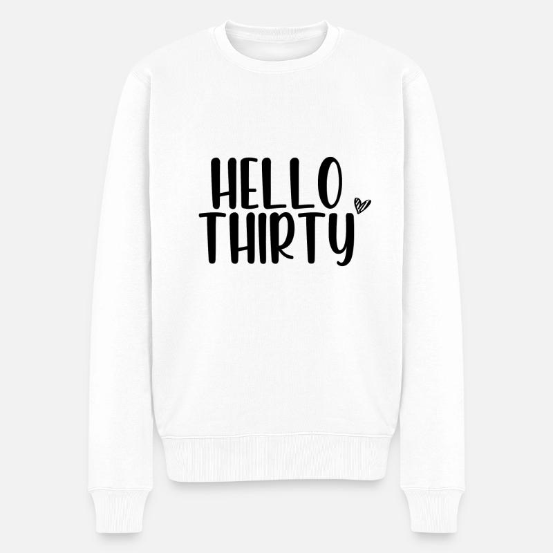 Hello Thirty - Männer Premium Bio Pullover - Weiß