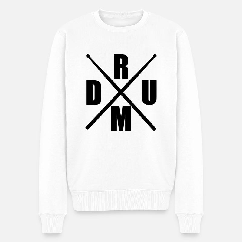 Drum Schlagzeug Schlagzeuger Musik - Männer Premium Bio Pullover - Weiß