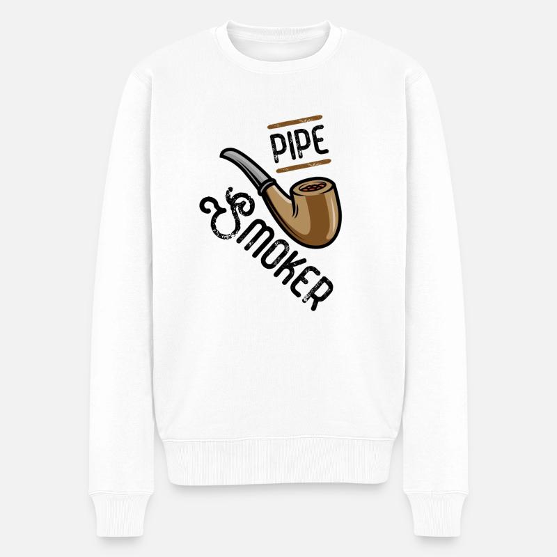 pfeifen raucher pfeife smoke - Männer Premium Bio Pullover - Weiß
