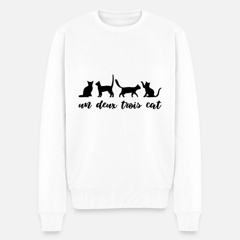 Un deux trois cat Geschenk Katze Haustiere - Männer Premium Bio Pullover - Weiß