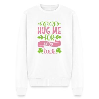 Hug Me For Good Luck - Men's Premium Organic Jumper - white - Front - Thijin (182cm)