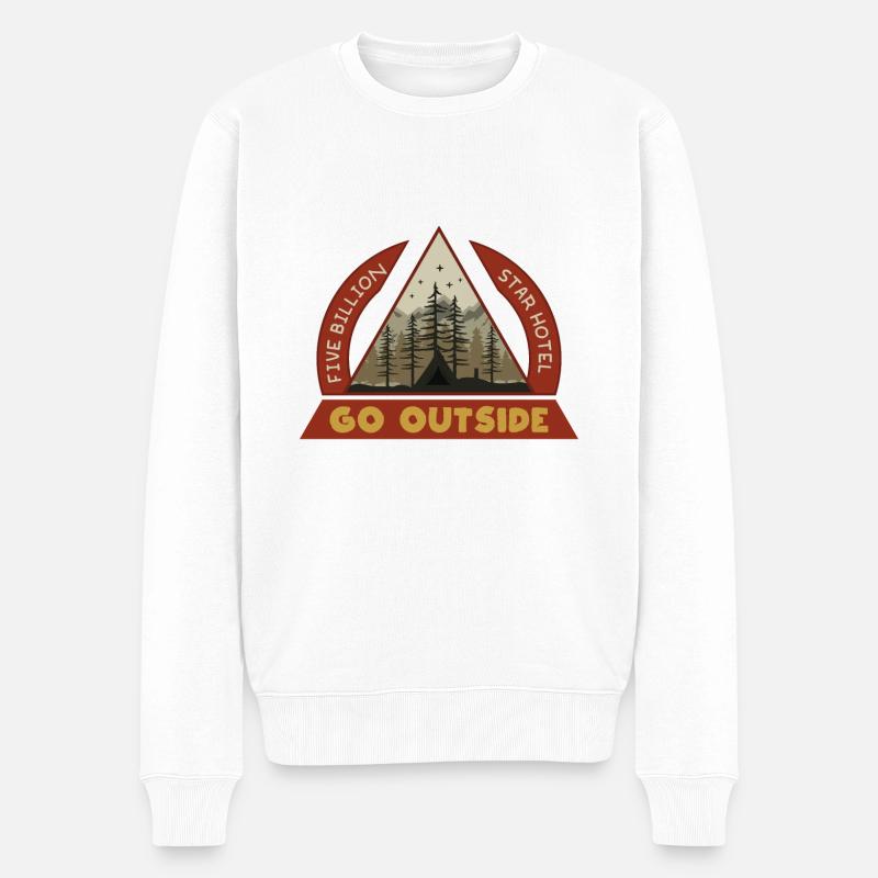 Gehen Sie außerhalb Camping - Männer Premium Bio Pullover - Weiß