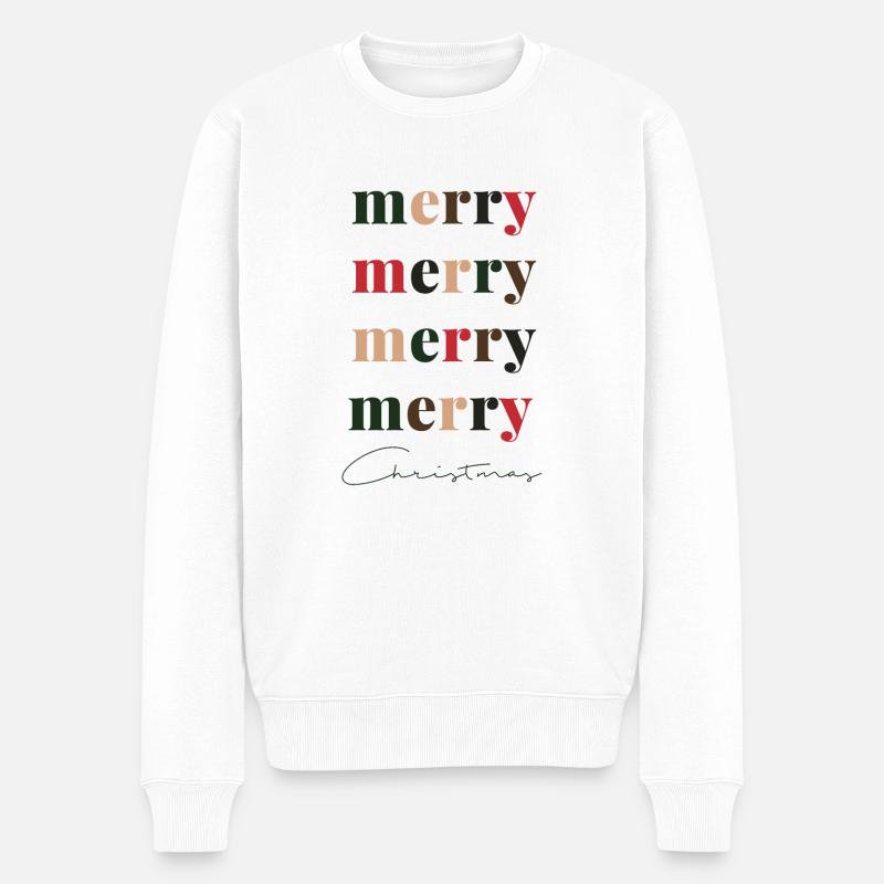 Merry Christmas Spruch - Männer Premium Bio Pullover - Weiß