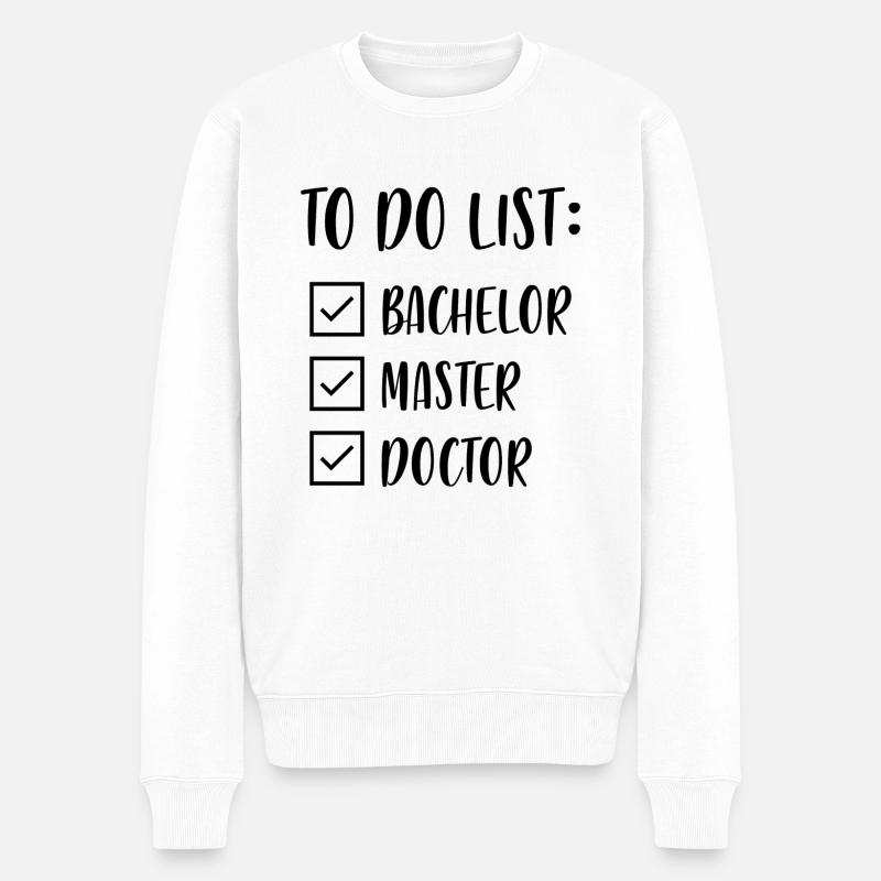 Bachelor Master Doktor Abschluss Geschenk - Männer Premium Bio Pullover - Weiß