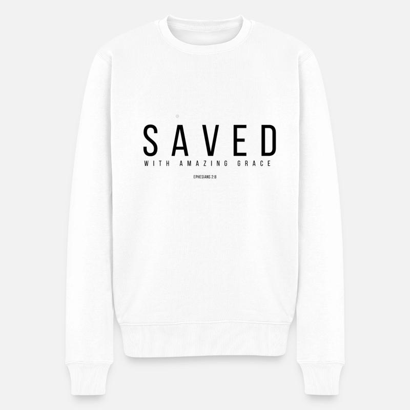 saved - Männer Premium Bio Pullover - Weiß