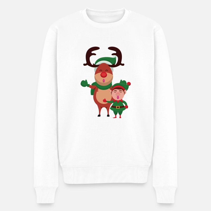 Santa's Friends - Weihnachten - Männer Premium Bio Pullover - Weiß