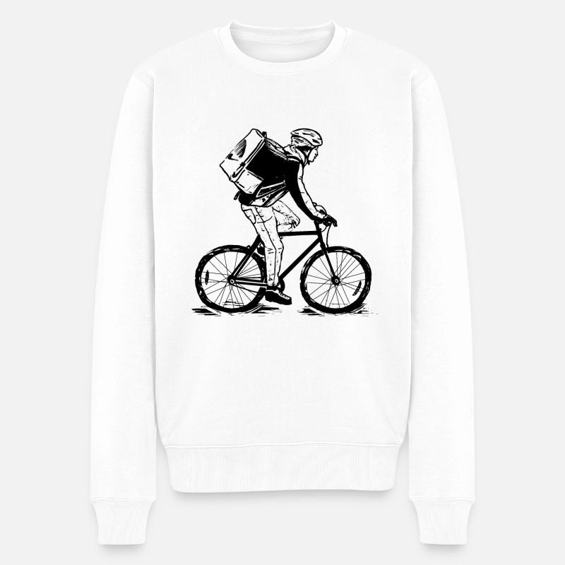 Fahrradkurier Botendienst per Fahrrad - Männer Premium Bio Pullover - Weiß