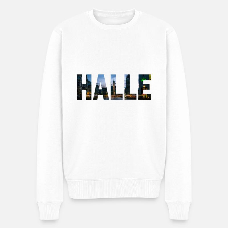 Halle (Saale) Marktplatz - Männer Premium Bio Pullover - Weiß