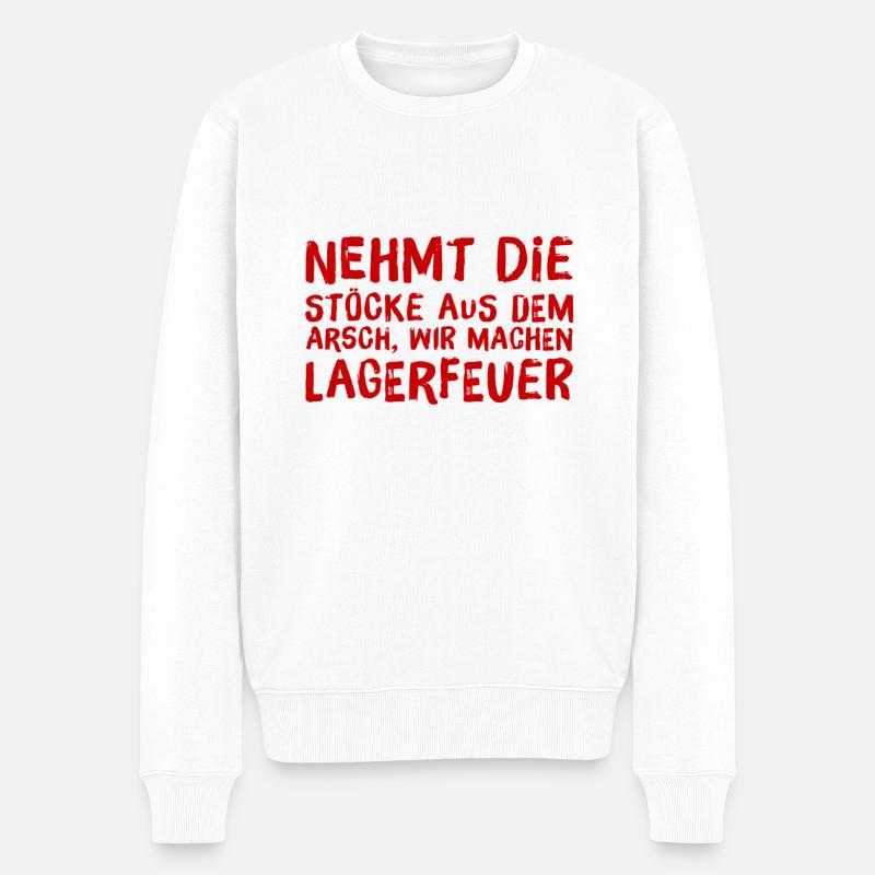 wir machen Lagerfeuer - Männer Premium Bio Pullover - Weiß