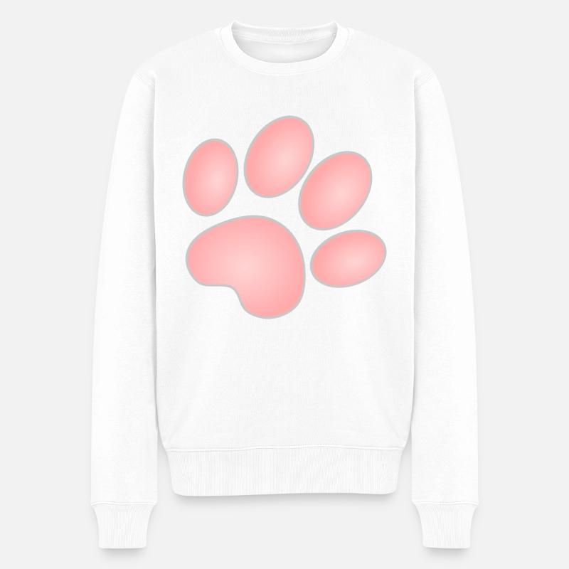 Katzenpfote, rosa - Männer Premium Bio Pullover - Weiß