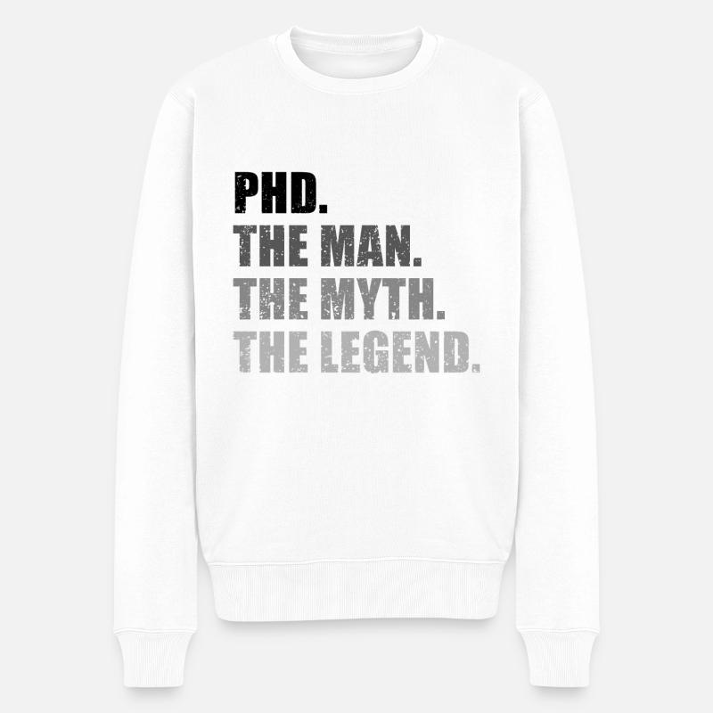 Phd Legende Doktor Spruch Geschenk - Männer Premium Bio Pullover - Weiß