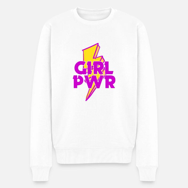 Girl PWR Feminismus Geschenk art - Männer Premium Bio Pullover - Weiß