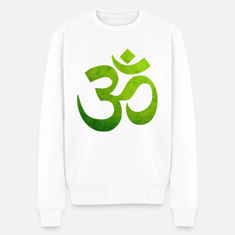 Grünes OM, Om, Hindu Om, Om Symbol, Aum, OM - Männer Premium Bio Pullover - Weiß