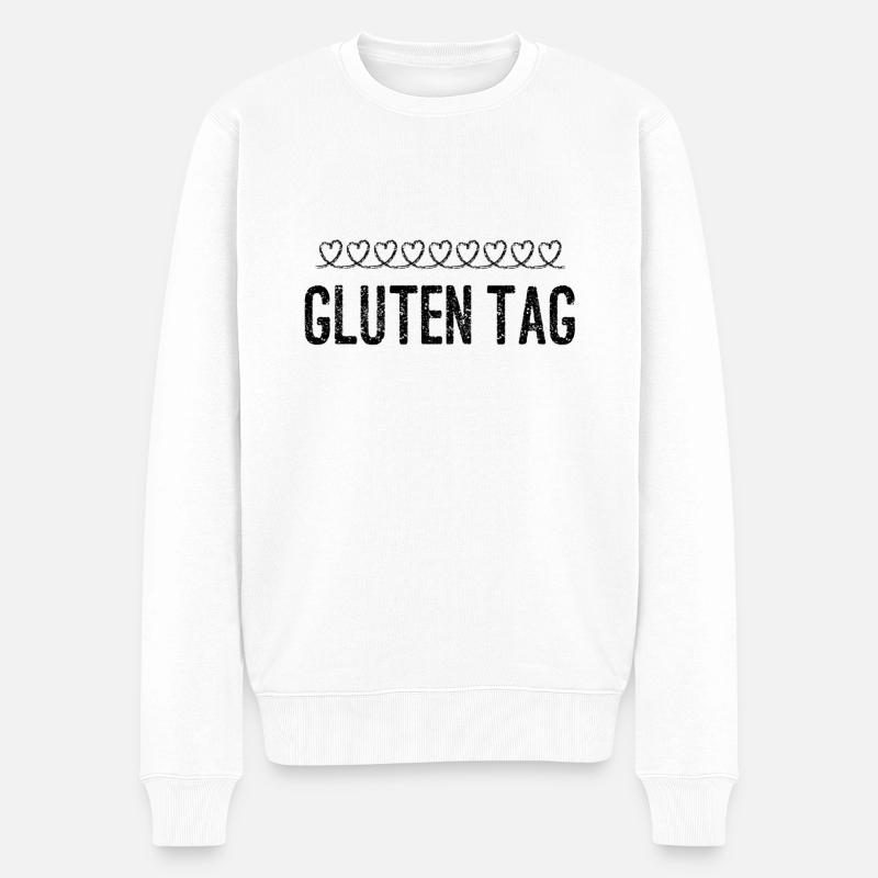 Gluten Tag - Männer Premium Bio Pullover - Weiß