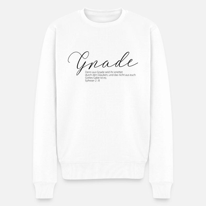 Gnade - denn aus Gnade seid ihr errettet Bibelvers - Männer Premium Bio Pullover - Weiß