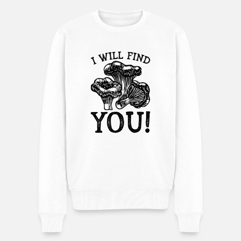 Trouver des champignons Cueilleurs de champignons Nature Forest Gift - Pull Premium bio Homme - blanc