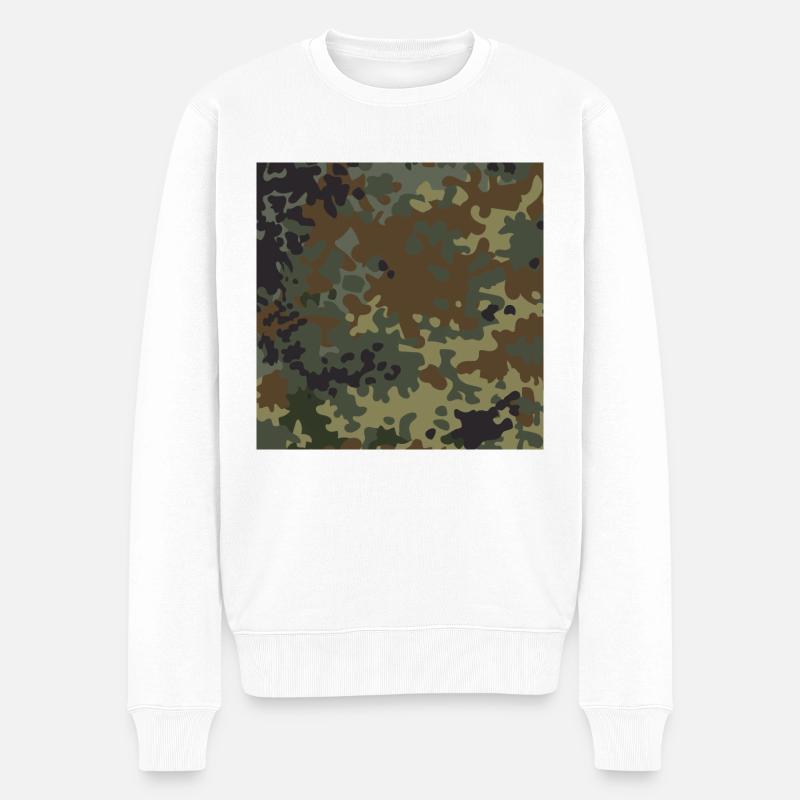 Deutsche Flecktarn-Tarnung - Männer Premium Bio Pullover - Weiß