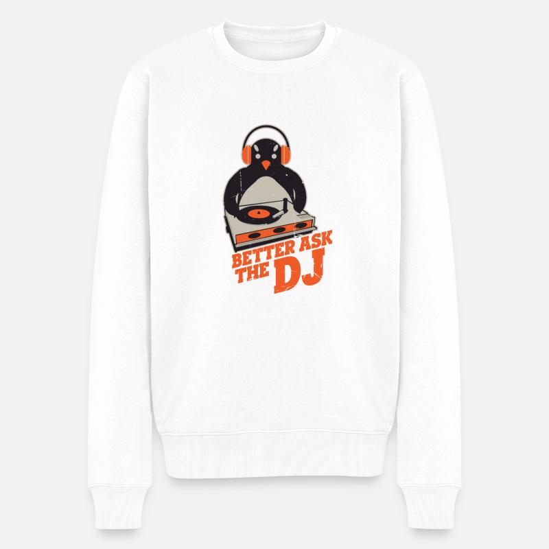 DJ Penguin - Männer Premium Bio Pullover - Weiß