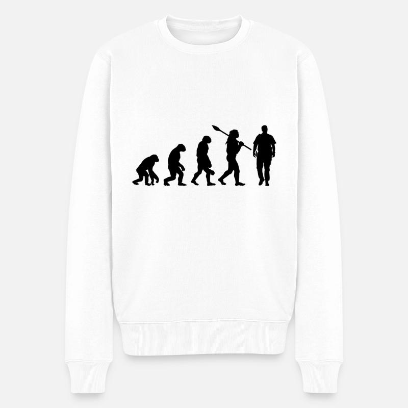 Evolution Sheriff Polizist Polizist - Männer Premium Bio Pullover - Weiß