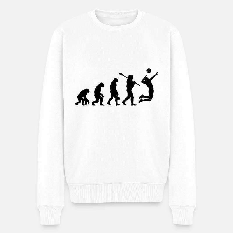 Evolution humain Volley sport - Pull Premium bio Homme - blanc