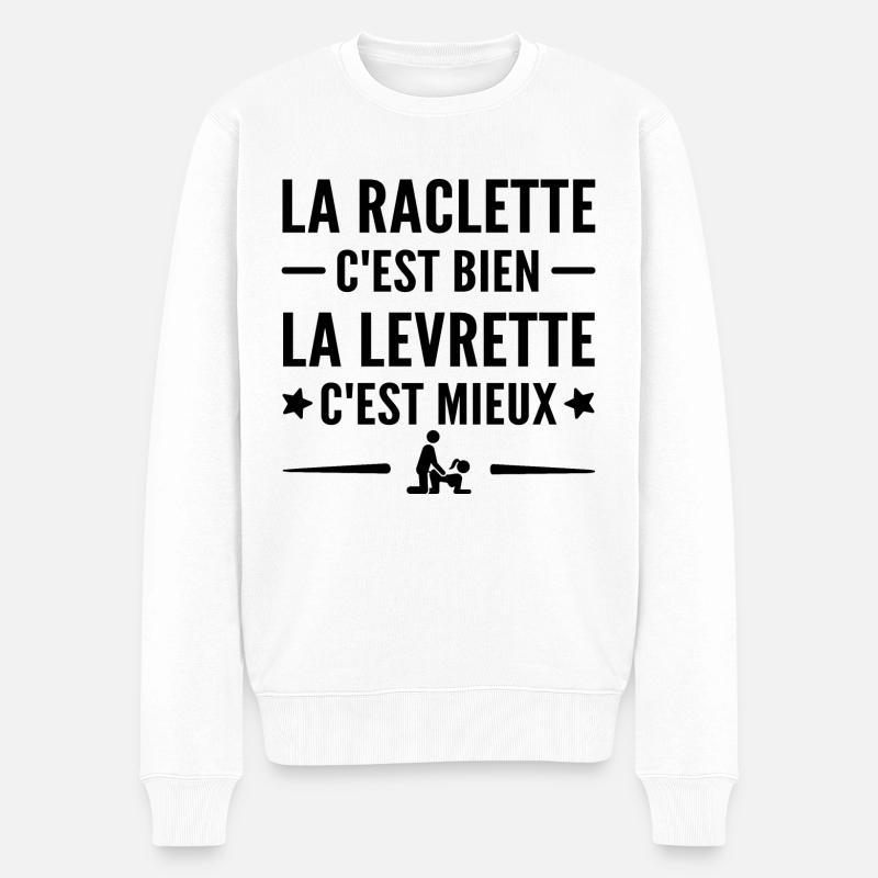la raclette c'est bien la levrette c'est mieux - Pull Premium bio Homme - blanc