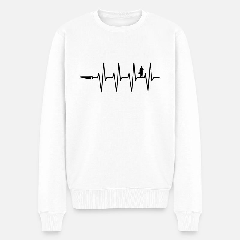 Construction de fenêtres Scies EKG Heartbeat - Pull Premium bio Homme - blanc