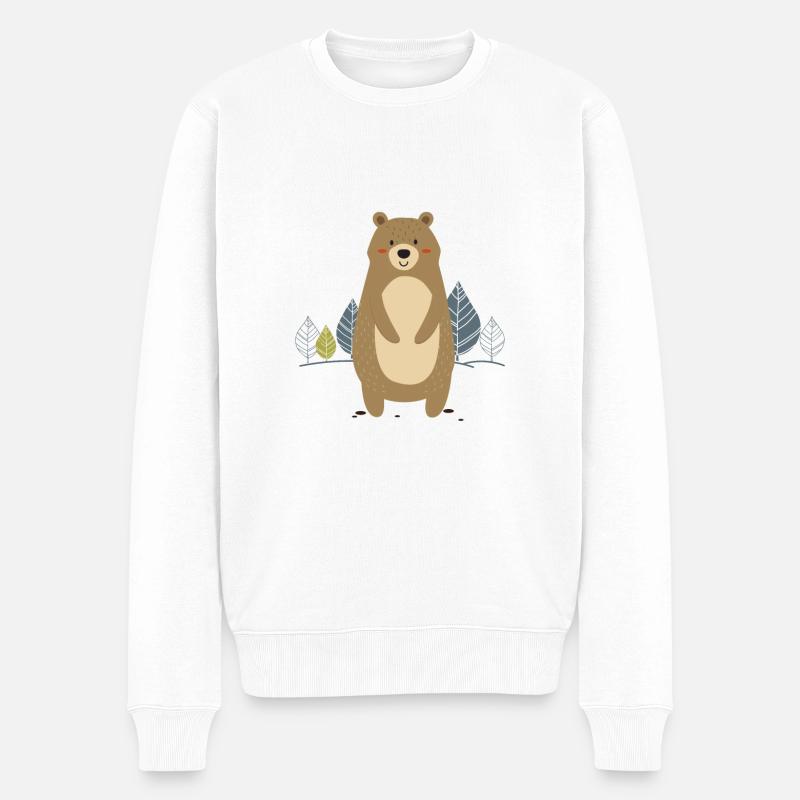 Bär Shirt - Männer Premium Bio Pullover - Weiß