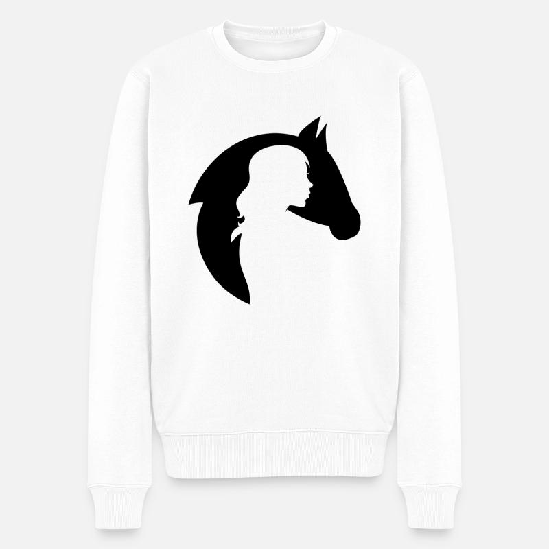 Pferd Geschenk Reiten Mädchen Silhouette - Männer Premium Bio Pullover - Weiß