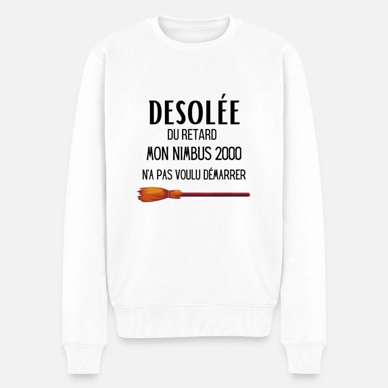 Désolé du retard mon Nimbus 2000 - Pull Premium bio Homme - blanc