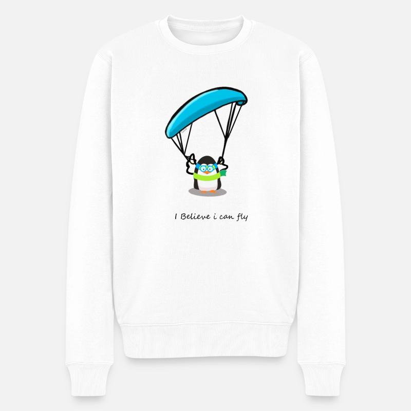 Gleitschirm Paragliding Berge Pinguin - Männer Premium Bio Pullover - Weiß