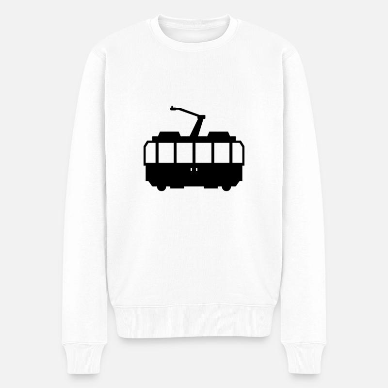 Straßenbahn - Männer Premium Bio Pullover - Weiß