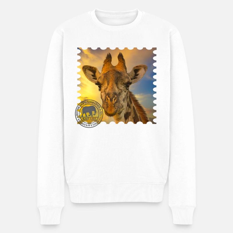 Giraffe in Kenia - Männer Premium Bio Pullover - Weiß