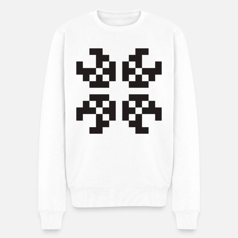 Pixel Figur Programmierer Webdesigner Geschenk - Männer Premium Bio Pullover - Weiß