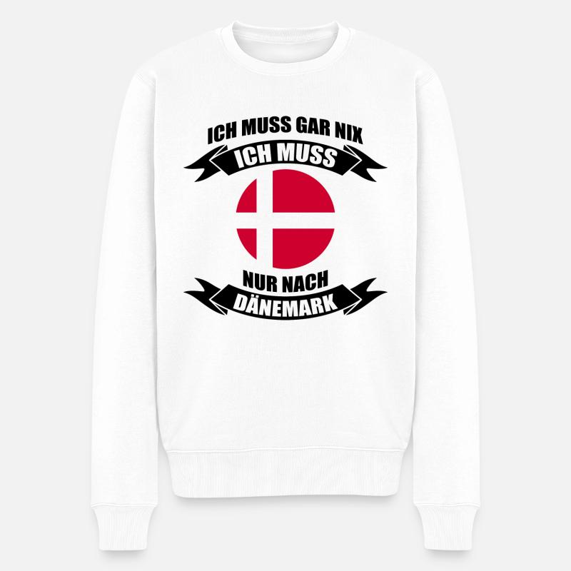 Dänemark Geschenk Spruch Nord - Männer Premium Bio Pullover - Weiß