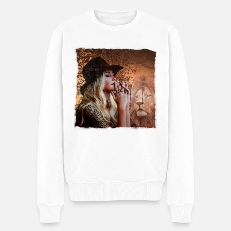 Löwe Traum romantisch - Männer Premium Bio Pullover - Weiß