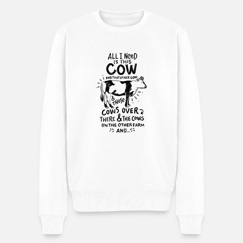 Kuh - Männer Premium Bio Pullover - Weiß